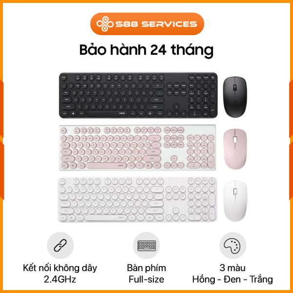 [New 100%] Bộ bàn phím chuột không dây RAPOO X260S Black 11559 | Pink 11811 | White 11810