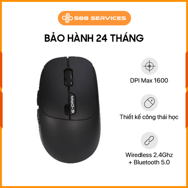 [New 100%] Chuột Không Dây Công Thái Học EDRA EM605W Black