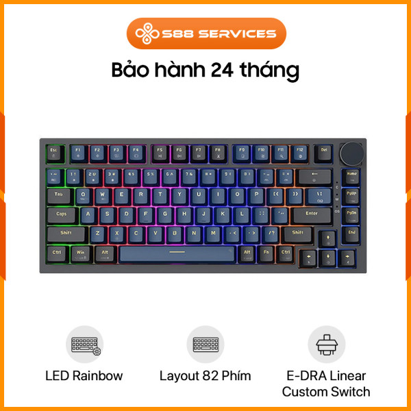 [New 100%] Bàn Phím Cơ EDRA EK375 V2 Beta Blue Black - E-DRA Linear Custom Switch