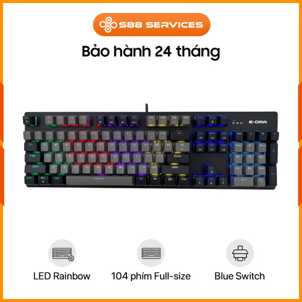 [New 100%] Bàn phím cơ có dây EDRA EK3104L Alpha Black Gray Blue Switch 