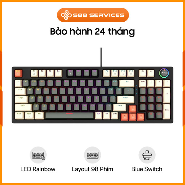 [New 100%] Bàn Phím Cơ EDRA EK398 Alpha White Gray - Blue Switch